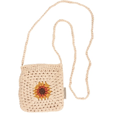 Crochet Sunflower Crossbody Bag - Cotton