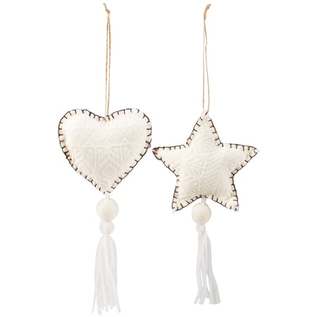 Heart & Star Ornament Set - Felt, Polyester, Cotton