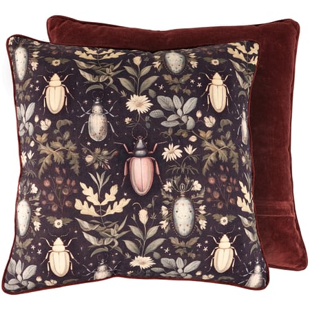 Beetles Pillow - Cotton, Velvet, Zipper