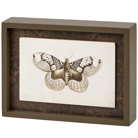 Moth Inset Box Sign - Wood, Paper