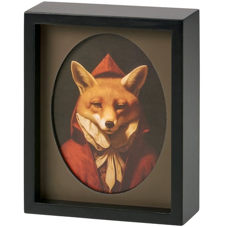 Fox Inset Box Sign - Wood, Paper