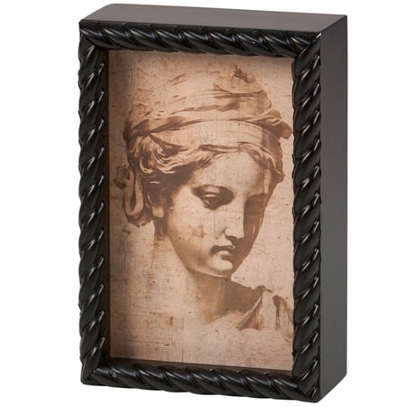 Greek Sketch Inset Box Sign - Wood, Paper, Resin
