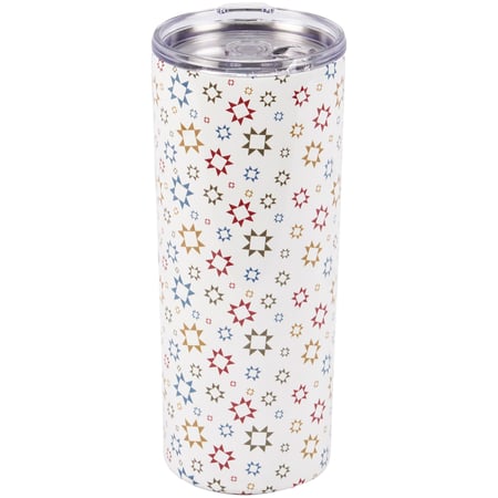 Star Quilt Coffee Tumbler - Stainless Steel, Plastic