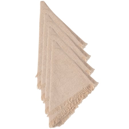 Natural Fringe Napkin Set - Cotton