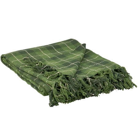 Green Tartan Throw - Cotton