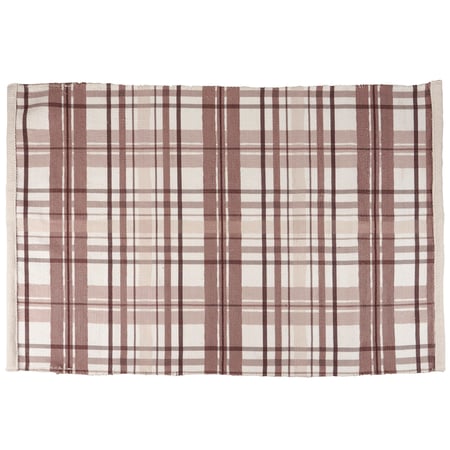 Blush Plaid Rug - Cotton, Polyester, Latex Skid-Resistant Backing