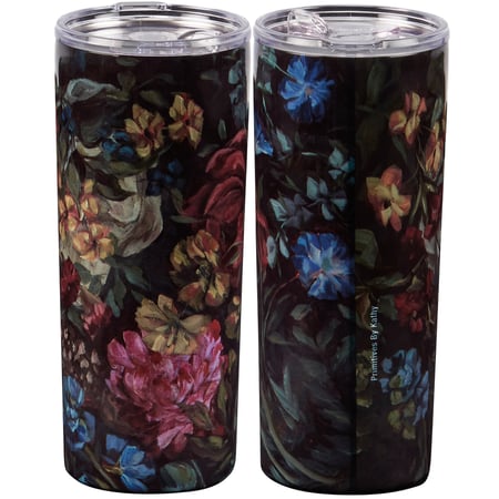 Moody Floral Coffee Tumbler - Stainless Steel, Plastic
