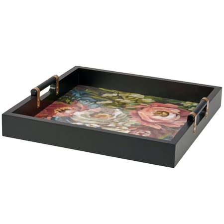 Moody Floral Tray - Wood, Paper, Metal