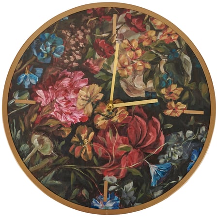 Moody Floral Clock - Wood, Metal, Paper