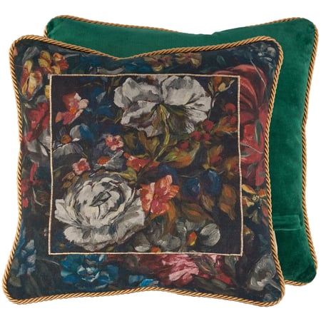 Moody Florals Pillow - Cotton, Velvet, Zipper
