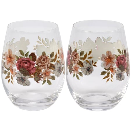 Moody Floral Wine Glass - Glass