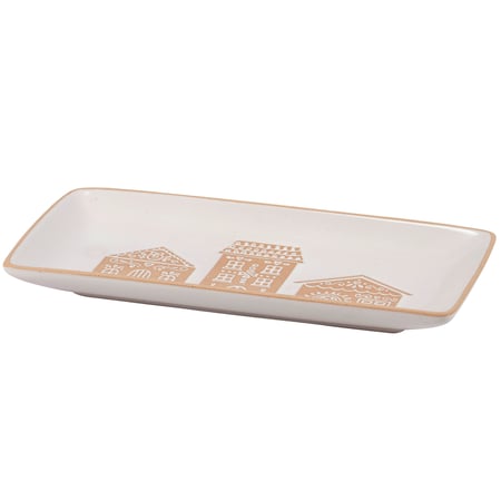 Rectangular Gingerbread House Platter - Stoneware