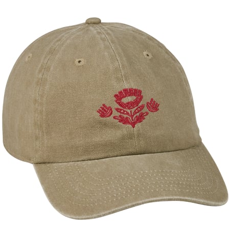 Red Folk Floral Baseball Cap - Cotton, Metal