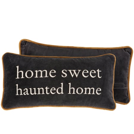 Home Sweet Haunted Home Pillow - Cotton, Velvet, Zipper