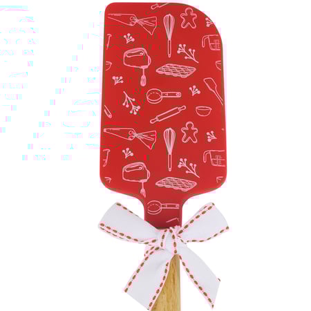 Christmas Baking Spatula - Silicone, Wood, Ribbon