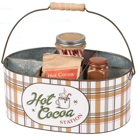 Hot Cocoa Station Caddy - Metal, Paper, Wood