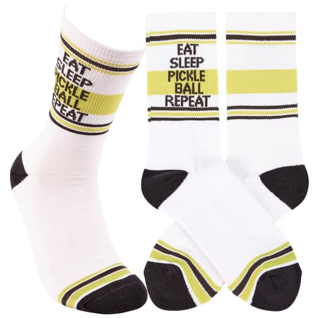 Eat Sleep Pickleball Socks - Cotton, Nylon, Spandex