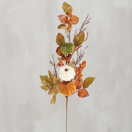 Harvest Pumpkin Floral Pick - Foam, Plastic, Velvet
