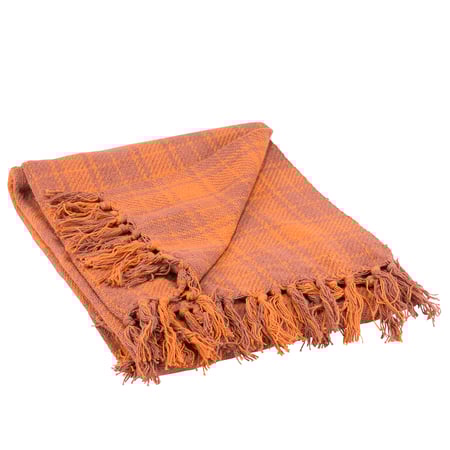Orange Tartan Throw - Cotton