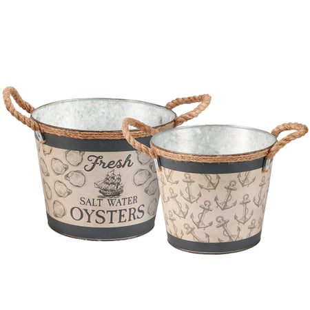 Fresh Oysters Bucket Set - Metal, Paper, Rope