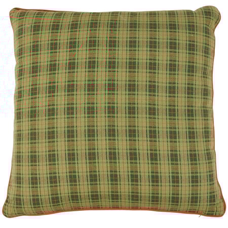 Green Tartan Pillow - Cotton, Zipper