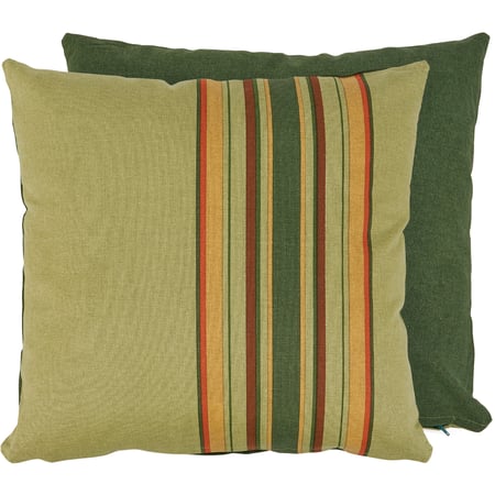 Striped Green Pillow - Cotton, Zipper