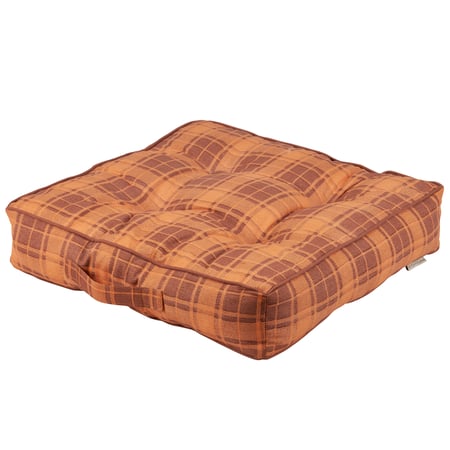 Orange Tartan Floor Pillow - Cotton