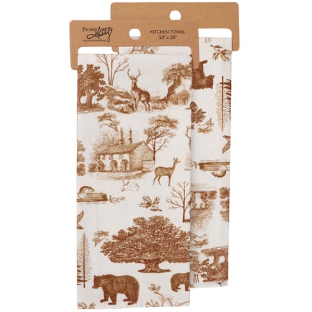 Cabin Toile Kitchen Towel - Cotton
