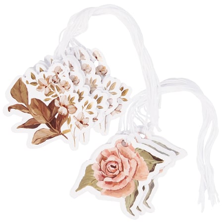 Cabbage Rose Gift Tag Set - Paper, Cotton