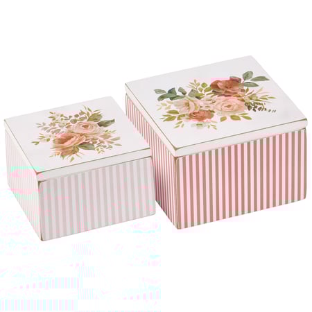 Rose Bouquet Hinged Box Set - Wood, Paper, Metal