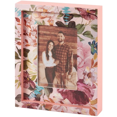 Cabbage Rose Inset Box Frame - Wood, Glass