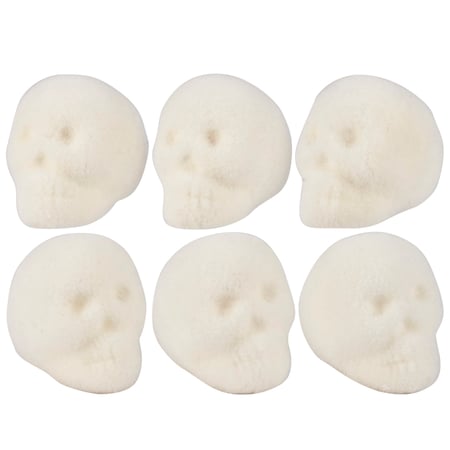 Small White Flocked Skull Set - Plastic, Flocking