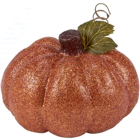 Dark Orange Glitter Pumpkin - Plastic, Glitter