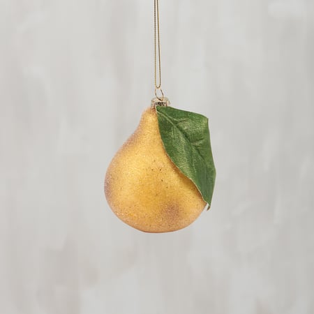 Glass Pear Ornament - Glass, Metal, Glitter