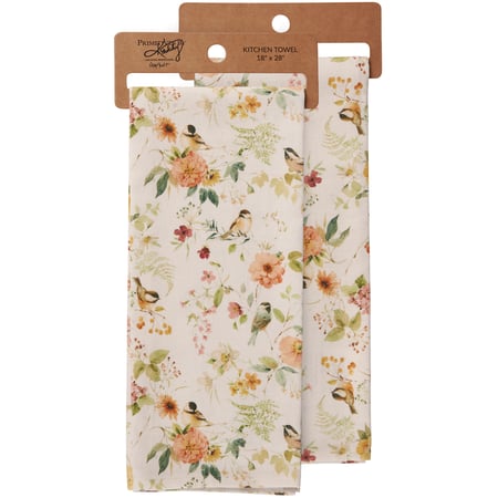 Chickadee Floral Kitchen Towel - Cotton