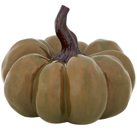 Large Green Ceramic Pumpkin - Stoneware