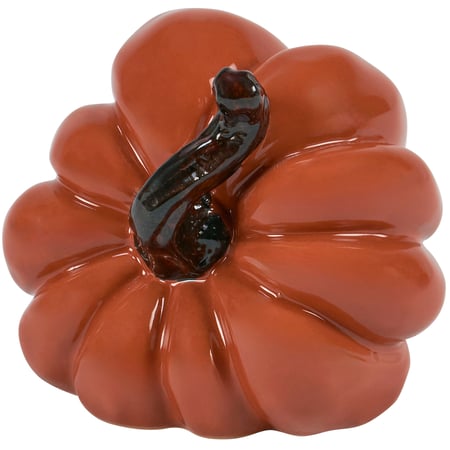 Small Dark Orange Ceramic Pumpkin - Stoneware