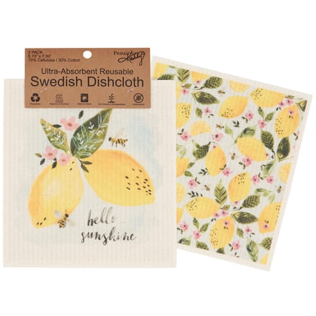 Lemon Swedish Dishcloth Set - Cellulose, Cotton