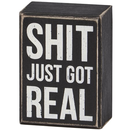 Just Got Real Box Sign - Wood