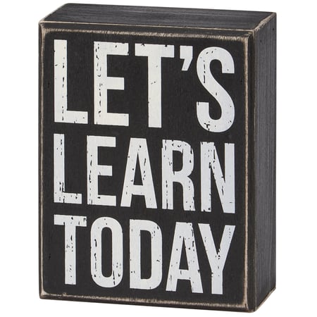 Let's Learn Today Box Sign - Wood