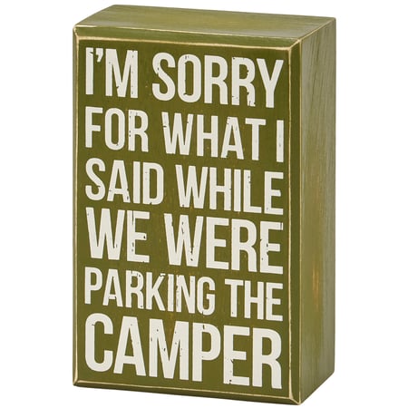 Parking The Camper Box Sign - Wood