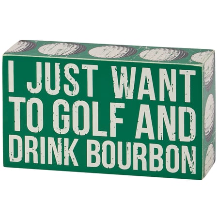 Golf And Bourbon Box Sign - Wood, Paper