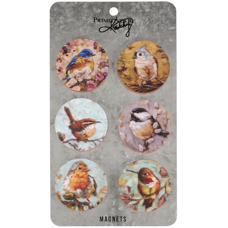 Tiny Bird Magnet Set - Wood, Paper, Metal, Magnet