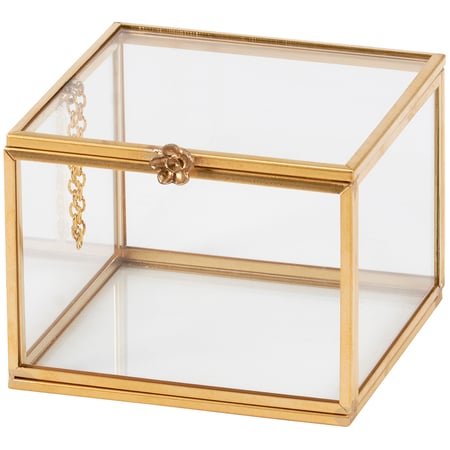 Glass Square Hinged Box - Glass, Metal
