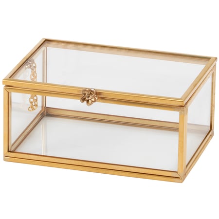 Glass Rectangular Hinged Box - Glass, Metal