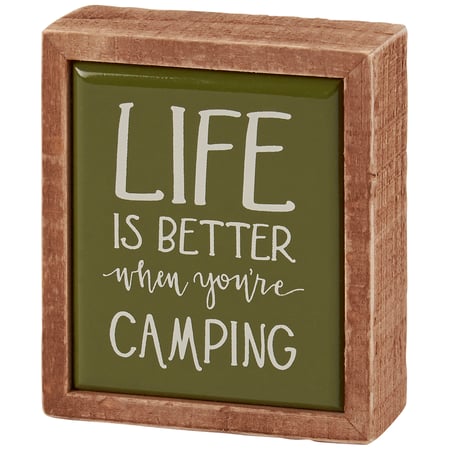Life Is Better Camping Box Sign Mini - Wood