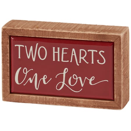 Two Hearts One Love Box Sign Mini - Wood