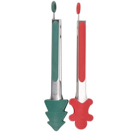 Gingerbread Man & Tree Tongs Set - Silicone, Metal