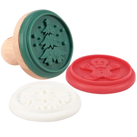 Christmas Cookie Stamp Set - Silicone, Wood