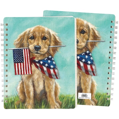Golden Puppy Spiral Notebook - Paper, Metal